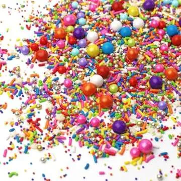 Rainbow Road Sprinkle Mix| Made In USA By Sprinkle Pop| Blend Of White Red Orange Yellow Green Blue Pink Purple Rainbow Sprinkles For Decorating Birthday Chocolate Cakes Cookie Cupcakes Ice Cream,2oz