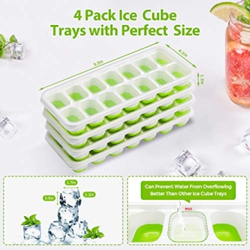 DOQAUS Ice Cube Trays 4 Pack for Easy Ice Making and Storage