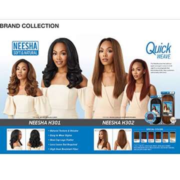Outre Quick Weave Self Styled in 60 Seconds Neesha Soft & Natural New Half Wig Cap Laysflat Requires Less Leave Out NEESHA H301 (DR2/HNBRN)