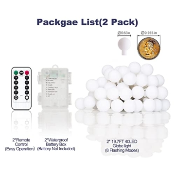 YoTelim Fairy String Lights Waterproof 40 LED 2 Pack