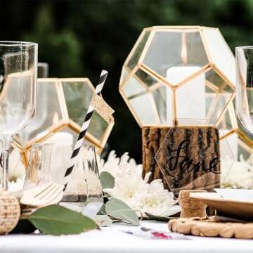 Unique Black Striped Paper Straws, (10 Count) - Eye-Catching & Eco-Friendly Party Straws to Elevate ...