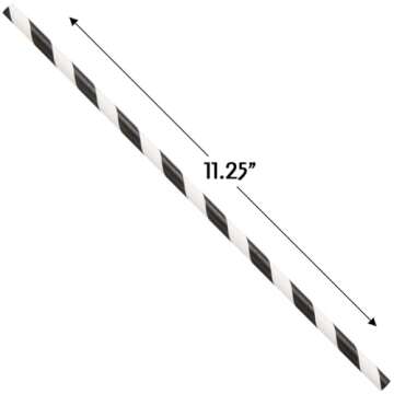 Unique Black Striped Paper Straws, (10 Count) - Eye-Catching & Eco-Friendly Party Straws to Elevate a Event