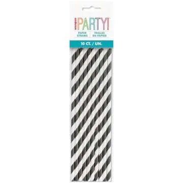 Unique Black Striped Paper Straws for Stylish Parties
