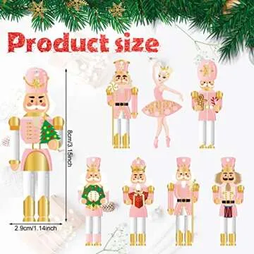 Woanger 24 Pcs Christmas Nutcrackers Hanging Tree Ornaments Wooden King and Soldier Nutcracker and Ballerina Ornament for Christmas Tree Decoration(Classic)