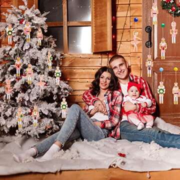 Woanger 24 Pcs Christmas Nutcrackers Hanging Tree Ornaments Wooden King and Soldier Nutcracker and Ballerina Ornament for Christmas Tree Decoration(Classic)