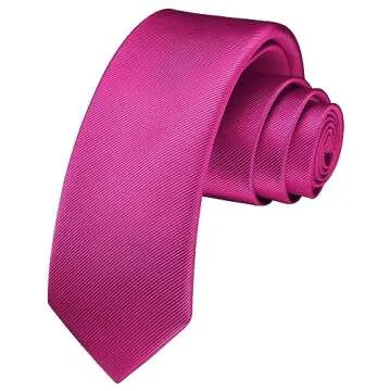 HISDERN Hot Pink Ties for Men - Classic Woven Satin Necktie