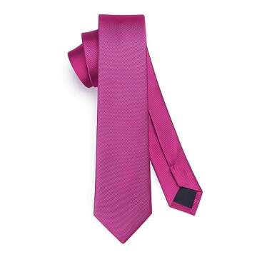HISDERN Hot Pink Ties for Men - Classic Woven Satin Necktie