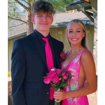 HISDERN Hot Pink Ties for Men - Classic Woven Satin Necktie