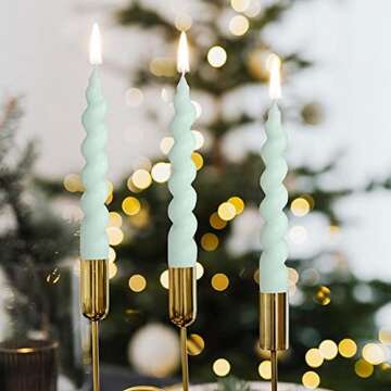 weiyufang 2 Pieces Spiral Taper Candle Stick Handmade Dinner Twisted Candles Long Aromatherapy Candles Wax for Home Decoration Holiday Wedding Party, White, 2*8cm