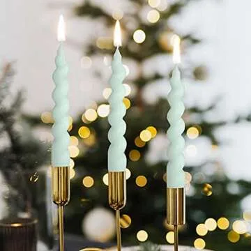 weiyufang 2 Pieces Spiral Taper Candle Stick Handmade Dinner Twisted Candles Long Aromatherapy Candles Wax for Home Decoration Holiday Wedding Party, White, 2*8cm