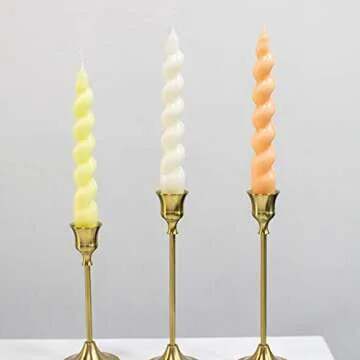 weiyufang 2 Pieces Spiral Taper Candle Stick Handmade Dinner Twisted Candles Long Aromatherapy Candles Wax for Home Decoration Holiday Wedding Party, White, 2*8cm
