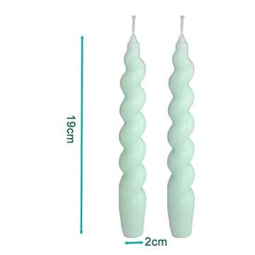 weiyufang 2 Pieces Spiral Taper Candle Stick Handmade Dinner Twisted Candles Long Aromatherapy Candles Wax for Home Decoration Holiday Wedding Party, White, 2*8cm