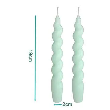 weiyufang 2 Pieces Spiral Taper Candle Stick Handmade Dinner Twisted Candles Long Aromatherapy Candles Wax for Home Decoration Holiday Wedding Party, White, 2*8cm