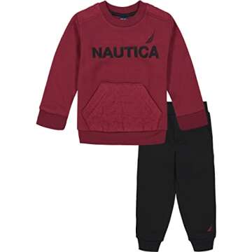 Nautica Baby Boys' 2 Pieces Pullover Pants Set, Biking Red, 3/6M