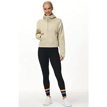 Women's Half Zip Fleece Hoodie with Pockets Thumb Holes