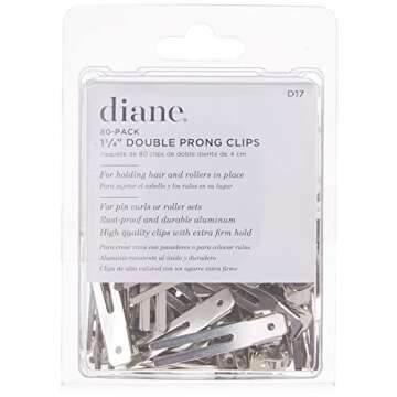 Diane Double Prong Hair Clips for Women, Girls For Holding Rollers or Hair 1.75 Inches Long Silver D17, 80 Count (Pack of 1)