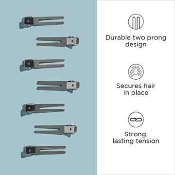 Diane Double Prong Hair Clips for Women, Girls For Holding Rollers or Hair 1.75 Inches Long Silver D17, 80 Count (Pack of 1)