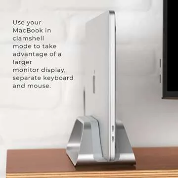 HumanCentric Vertical Laptop Stand for MacBook, Compatible with MacBook Pro Stand, MacBook Air Stand, Laptop Holder for Apple Laptop Desk Stand, Aluminum Laptop Vertical Stand, Silver MacBook Stand