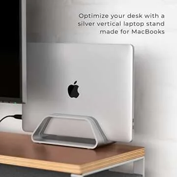 HumanCentric Vertical Laptop Stand for MacBook, Compatible with MacBook Pro Stand, MacBook Air Stand, Laptop Holder for Apple Laptop Desk Stand, Aluminum Laptop Vertical Stand, Silver MacBook Stand