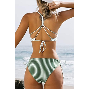 CUPSHE Striped Reversible Bikini Set for Summer Fun