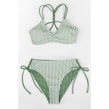 CUPSHE Striped Reversible Bikini Set for Summer Fun