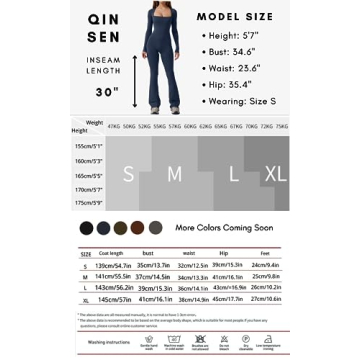 QINSEN Flare Jumpsuit Long Sleeve Square Neck Playful Fit