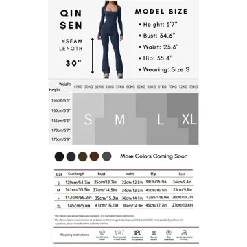 QINSEN Flare Jumpsuit Long Sleeve Square Neck Playful Fit