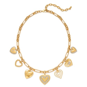 LILIE&WHITE Gold Heart Necklaces For Women With Seven Different Heart Charms Gold Charm Necklace Gol...