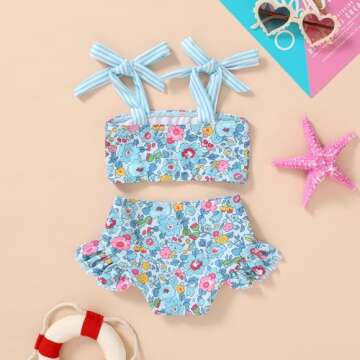 Colorful Toddler Girls Two Pieces Swimsuit for Fun