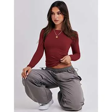 Trendy ANRABESS Long Sleeve Crop Top for Women