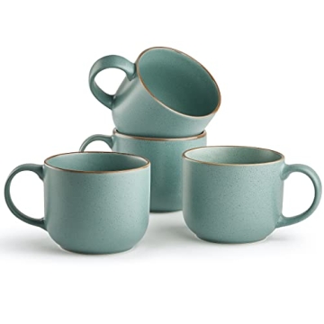 Maison Neuve Riverside Collection 4-Piece Mug Set - Hand Crafted Ceramic Stoneware Mug Set, Modern D...