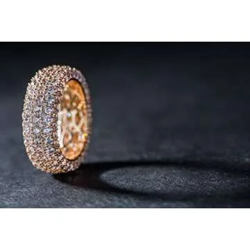 Barzel 18k Gold Plated Wide Wedding Band Cubic Zirconia Eternity Ring for Women (Gold, 8)