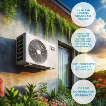 Klimaire 18,000 BTU 19 SEER2 Ductless Mini-Split Inverter Air Conditioning Heat Pump System with All-Inclusive 16' Installation Kit, Wall Bracket, Electrical Disconnect Box & Liquid-Tight Whip (230V)