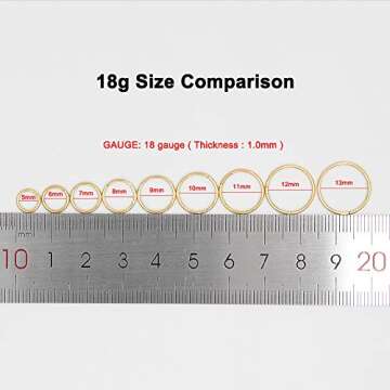 FANSING 18g Nose Rings 6mm Cartilage Earring Hoop Surgical Steel 18 Gauge Gold Nose Hoop Tragus Dait...