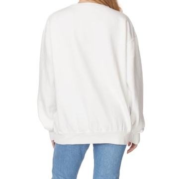 Secret Island USA Women's Vintage Oversized New York Varsity Graphic Crewneck Sweatshirt Small White