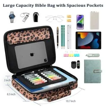 HAWGON Bible Cover for Women - Bible Case for Men,Multi-Functional Carrying Organizer,Large Book Case,Bible Study Supplies with Detachable Pen Slots for Church, Office, Travel-Curry Base