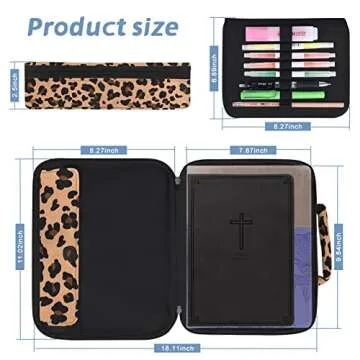 HAWGON Bible Cover for Women - Bible Case for Men,Multi-Functional Carrying Organizer,Large Book Case,Bible Study Supplies with Detachable Pen Slots for Church, Office, Travel-Curry Base