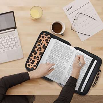 HAWGON Bible Cover for Women - Bible Case for Men,Multi-Functional Carrying Organizer,Large Book Case,Bible Study Supplies with Detachable Pen Slots for Church, Office, Travel-Curry Base