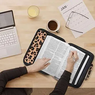 HAWGON Bible Cover for Women - Bible Case for Men,Multi-Functional Carrying Organizer,Large Book Case,Bible Study Supplies with Detachable Pen Slots for Church, Office, Travel-Curry Base