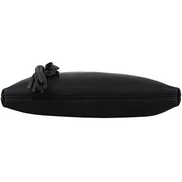 B BRENTANO Vegan Multi-Zipper Crossbody Handbag Purse with Tassel Accents (Black 1)