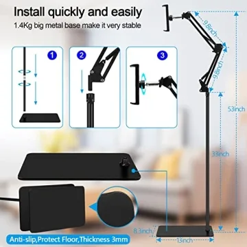 Affordable Adjustable Tablet Floor Stand for All Devices