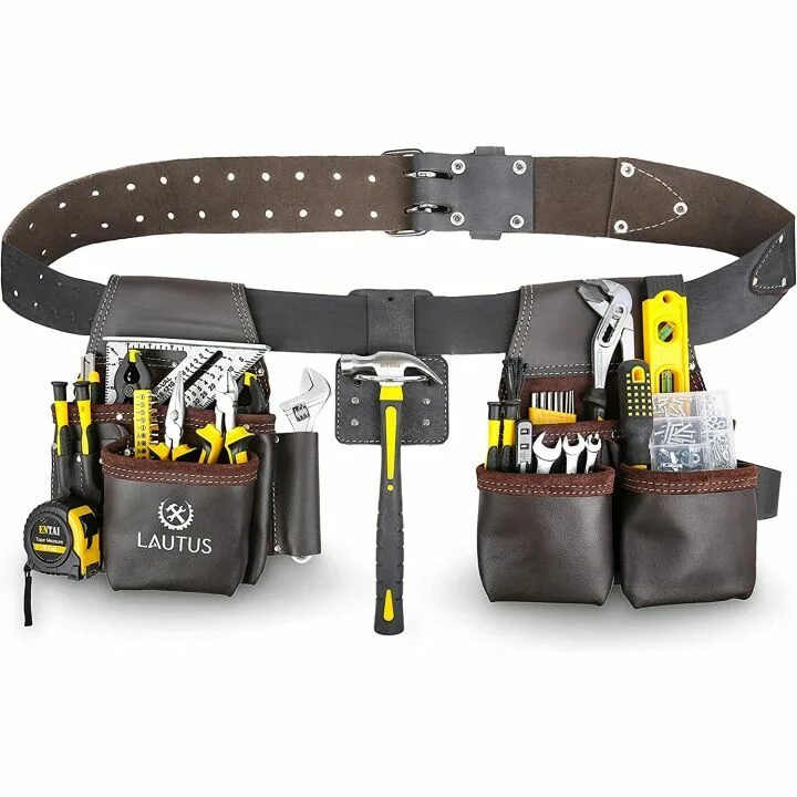 LAUTUS Leather Tool Belt - Adjustable & Durable