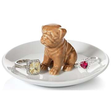 Beth Marie Luxury Boutique Pug Dog Ring Holder, Beautiful Ceramic Engagement and Wedding Ring Holder...