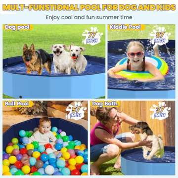 Foldable Dog Pool, 37" Pools for Kids, Puppy Bath Tub for Small Dog, Non-Slip Swimming Pools for Toddlers 1-3, Portable Tub for Kids Doggie Collapsible Wading Pool for Backyard