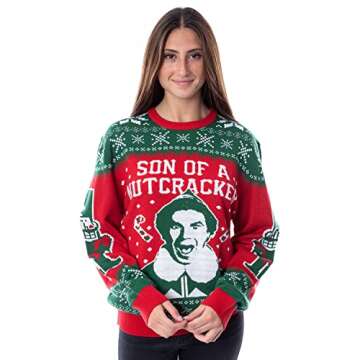 Bioworld ELF Movie Men's Son of a Nutcracker Ugly Christmas Sweater Holiday Knit Pullover (Large) Re...