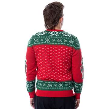 Bioworld ELF Movie Men's Son of a Nutcracker Ugly Christmas Sweater Holiday Knit Pullover (Large) Red