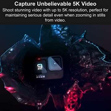 GoPro HERO9 Black + PNY Elite-X 64GB microSDHC Card Adapter-UHS - Waterproof Action Camera with Front LCD and Touch Rear Screens, 5K Ultra HD Video, 20MP Photos, 1080p Live Streaming, Webcam