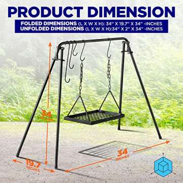 NutriChef Campfire Swing Grill Portable Adjustable BBQ