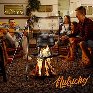 NutriChef Campfire Swing Grill Portable Adjustable BBQ