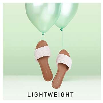 YULVSHOE Women's Braided Flat Sandals Fashion Woven Open Toe Slip On Slides Strappy Beach Sandals Slippers For Summer White Slides Size 6